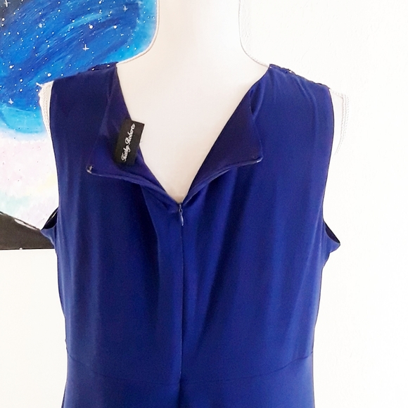 Vintage Kathy Roberts Blue Empire Waist Party Dress with Lace Sequin Accents - Picture 4 of 10